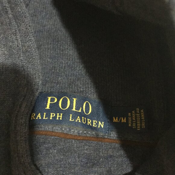 Polo Ralph Lauren Sweatshirt Mens Medium Blue Shawl Collar Neck Preppy Classic - Picture 5 of 9